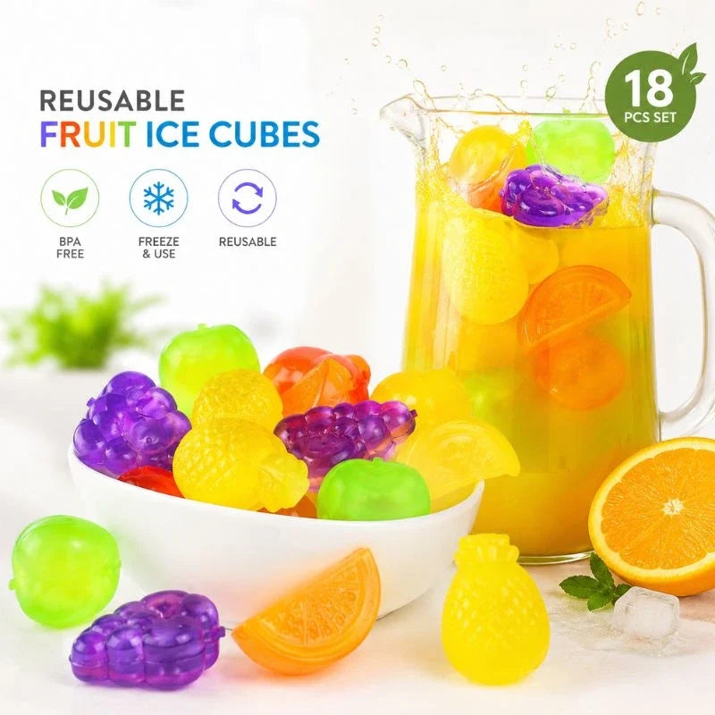 9-Piece Reusable Fruit-Shaped Ice Cubes Set