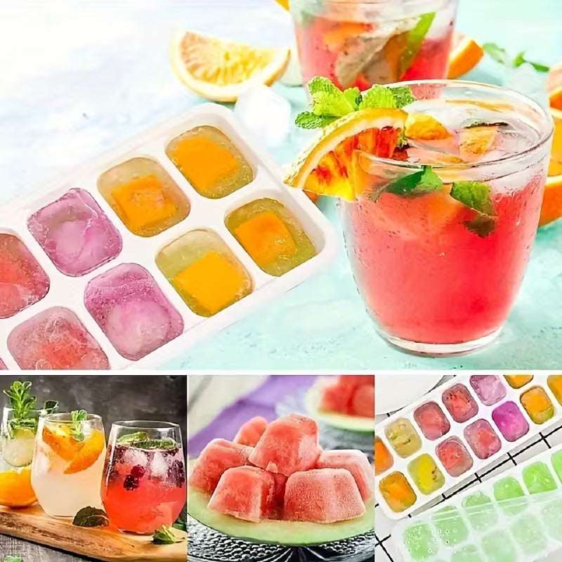 18 Cubes Silicone Base Ice Cube Tray with Lid