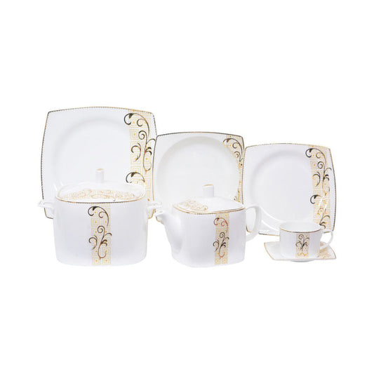 DINNER SET BONE CHINA SQUARE 87PC TY004