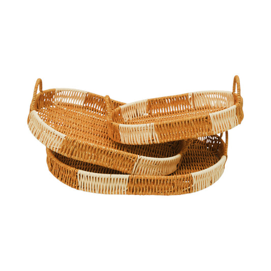 TRAY SET 3PC CANE OVAL IR 1365-11