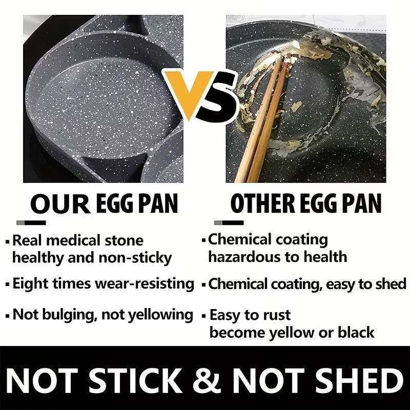 4-Hole Non-Stick Frying Pan with Wooden Handle
