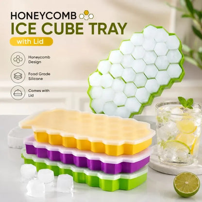 Honeycomb Silicone Ice Cube Tray with Lid