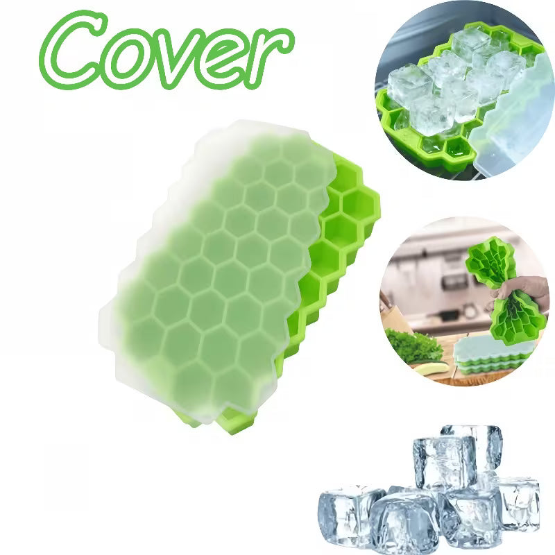 Honeycomb Silicone Ice Cube Tray with Lid