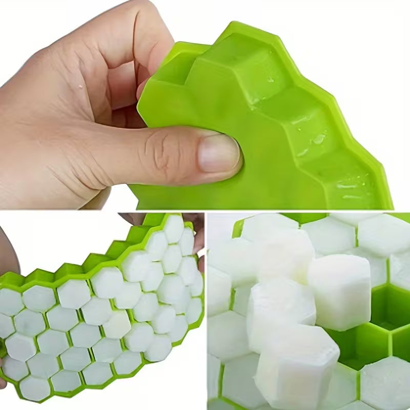 Honeycomb Silicone Ice Cube Tray with Lid