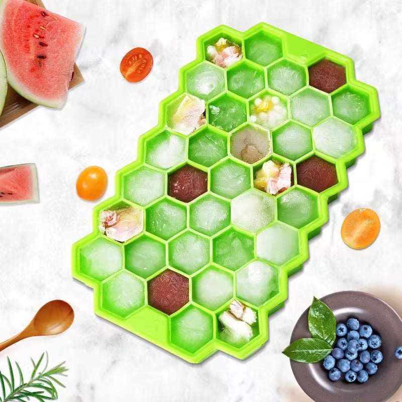 Honeycomb Silicone Ice Cube Tray with Lid