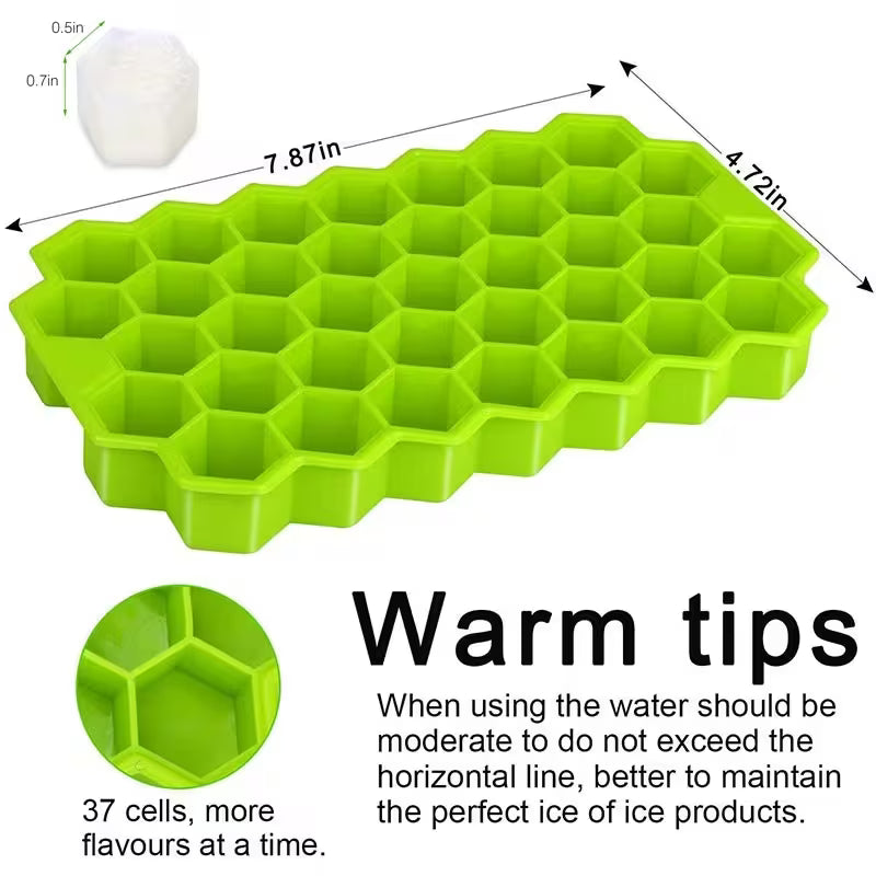 Honeycomb Silicone Ice Cube Tray with Lid