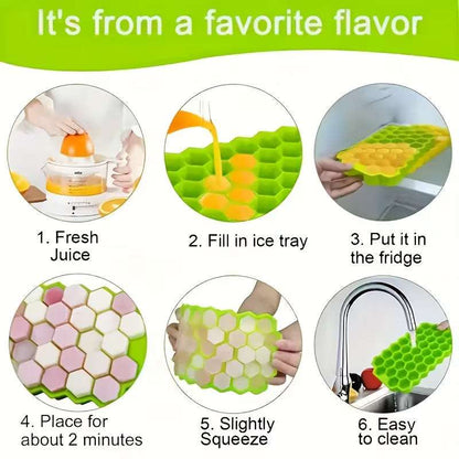 Honeycomb Silicone Ice Cube Tray with Lid