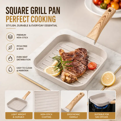 Non Stick Grill Frying Pan for Steak Breakfast & Everyday Cooking