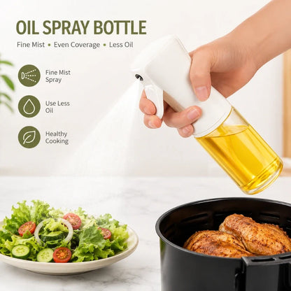 Oil Spray Bottle – Refillable Glass Oil Sprayer with Fine Mist for Cooking, Air Fryer & Salad