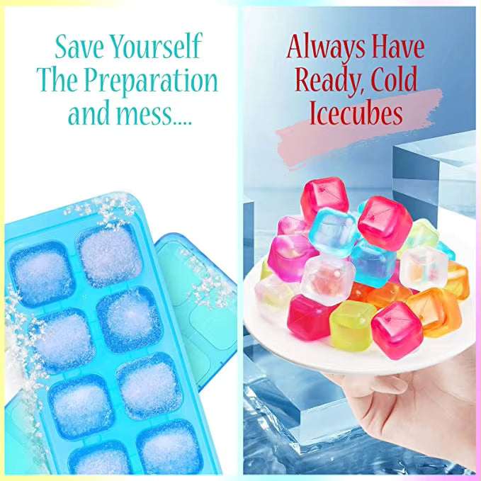 Reusable Ice Cubes BPA Free Colorful Ice Cube Set for Drinks Refreezable Ice Cubes
