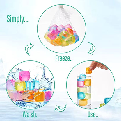 Reusable Ice Cubes BPA Free Colorful Ice Cube Set for Drinks Refreezable Ice Cubes