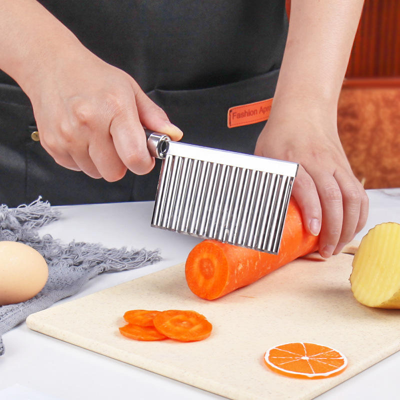 Stainless Steel Crinkle Cutter, Wave Blade Potato & Vegetable Slicer